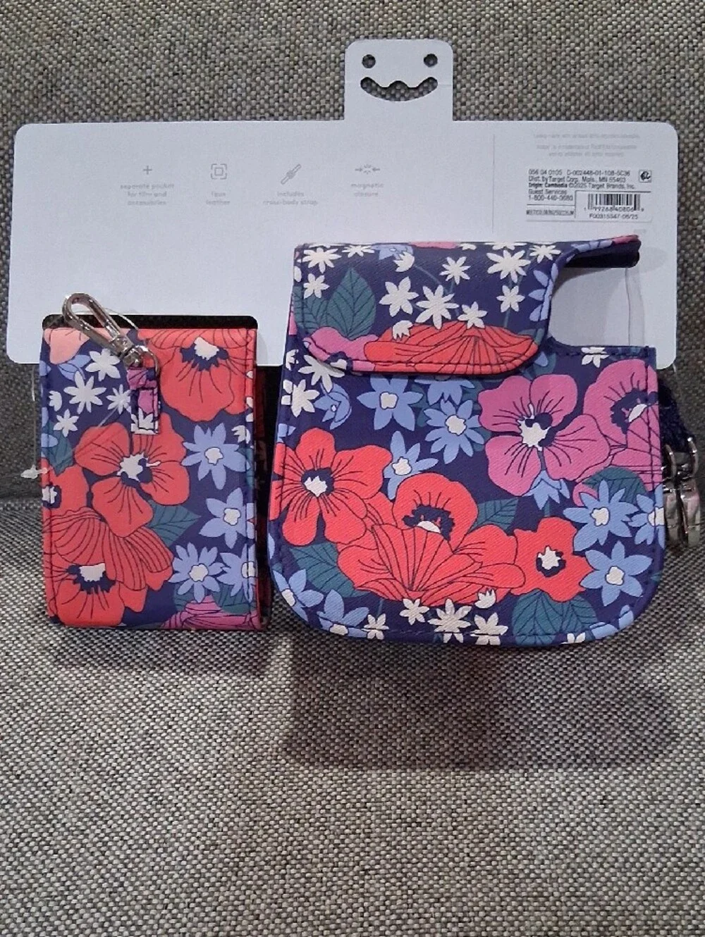heyday Navy Floral Camera Case Set with Pink & Red Flowers
